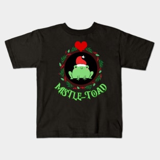 Cute Merry Christmas Santa mistle-toad mistletoe Kids T-Shirt